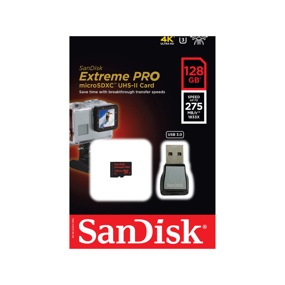 Tarjeta de Memoria SanDisk 128GB Extreme PRO UHS-II microSDXC con Adaptador USB 3.0