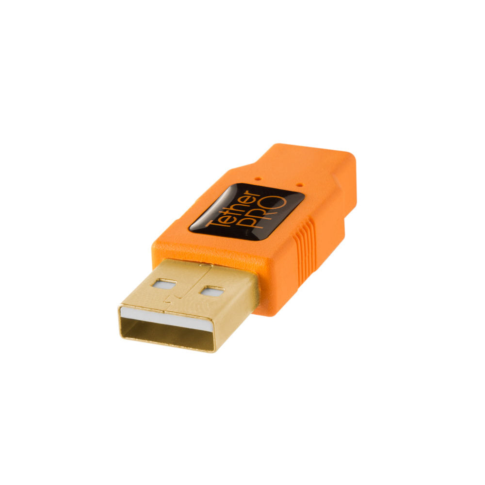 Cable Tether Tools CU8015-ORG USB 2.0 de Tipo A Macho a Tipo Mini-B con 8 Pines Macho de 4.6 metros