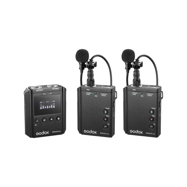 Kit de 2 Micrófonos Pecheros Godox WMICS2 UHF para Cámaras y Celulares
