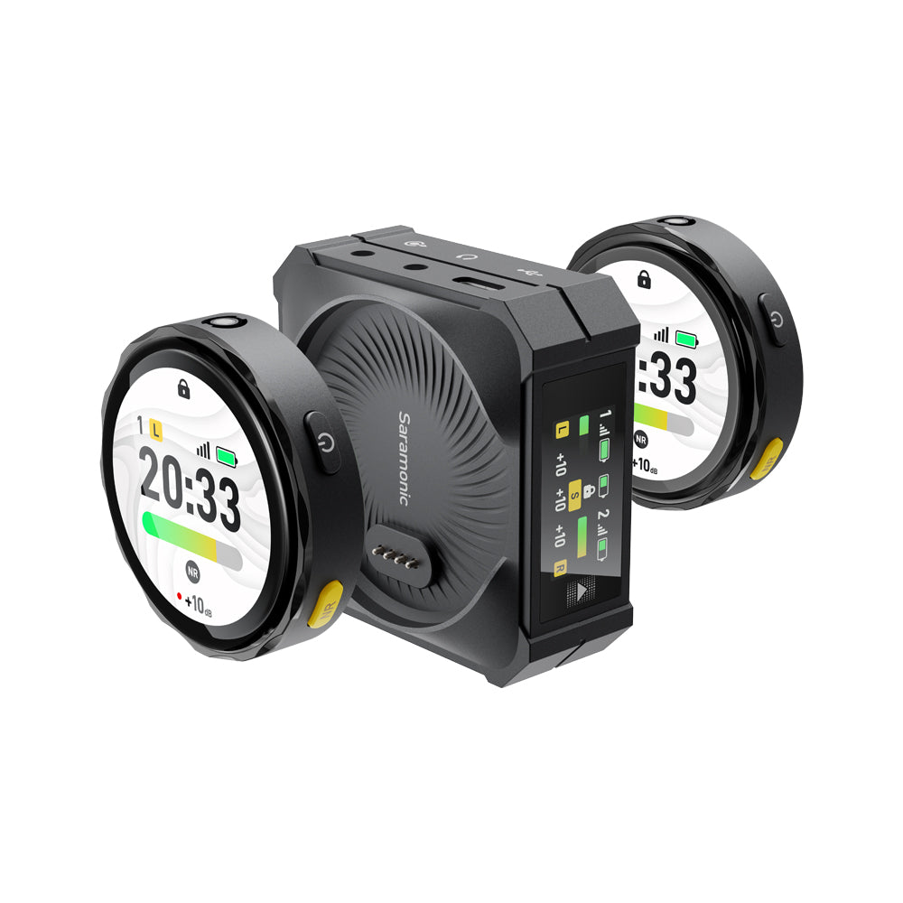Micrófono Pechero Inalámbrico Saramonic Blink Me B2 con Pantalla Táctil para 2 personas