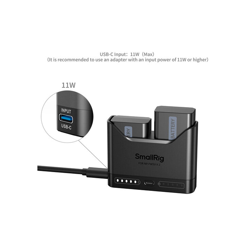 Kit cargador dual de baterías Smallrig modelo NP-FW50 (Sony)
