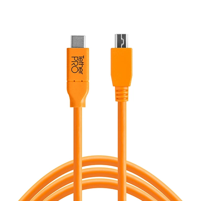 Cable Tether Tools CUC2415-ORG USB 2.0 de Tipo C Macho a Tipo Mini-B con 5 pines de 4.6 metros