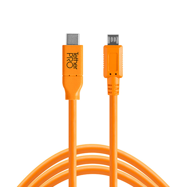 Cable Tether Tools CUC2515-ORG USB 2.0 de Tipo C Macho a Tipo Micro-B con 5 pines de 4.6 metros
